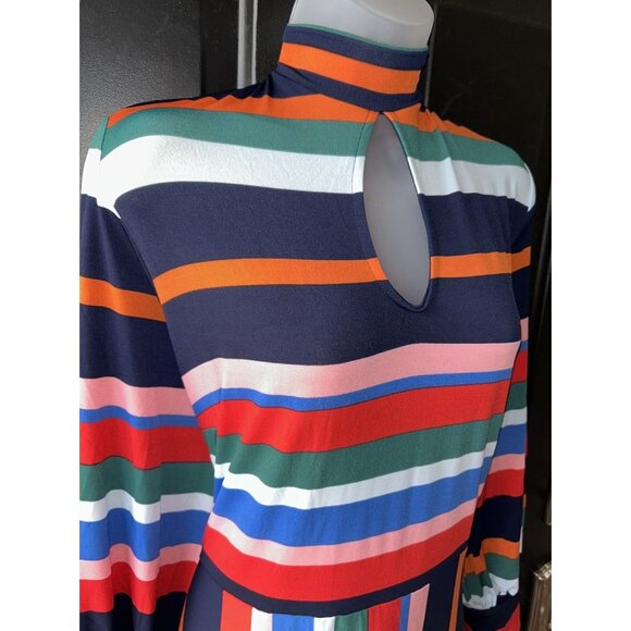 NEW Eloquii A-Line Dress Rainbow Striped Puff Sleeves Women Plus Size 20 Stretch - Picture 7 of 13